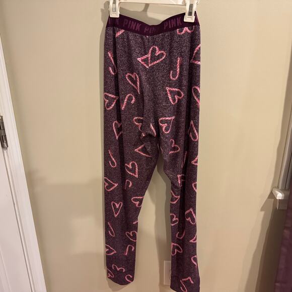 Victorias Secret PINK Holiday Hearts Candy Cane Pajama Set Size L - Picture 8 of 10